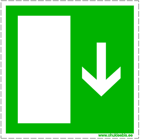 305 ISO 7010 evakuatsioonitee suund 305 - Evakuatsioonimärk. ISO 7010. Evakuatsioonitee suund