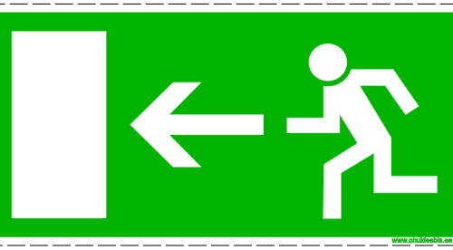 311 - Evakuatsioonimärk. ISO 7010. Evakuatsioonitee vasakule