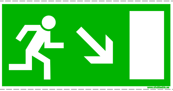 313 ISO 7010 evakuatsioonitee 313 - Evakuatsioonimärk. ISO 7010. Evakuatsioonitee alla paremale