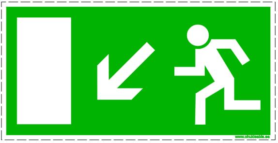 314 ISO 7010 evakuatsioonitee 314 - Evakuatsioonimärk. ISO 7010. Evakuatsioonitee alla vasakule