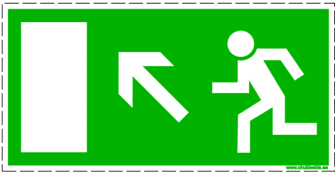 315 315 - Evakuatsioonimärk. ISO 7010. Evakuatsioonitee üles vasakule