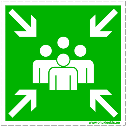 320 hädaolukorra kogunemispunkt 320 - Evakuatsioonimärk. Evakuatsiooni kogunemispunkt