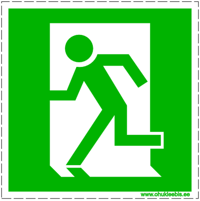 321 ISO 7010 evakuatsioonitee vasakul 321 - Evakuatsioonimärk. ISO 7010. Evakuatsioonitee vasakule