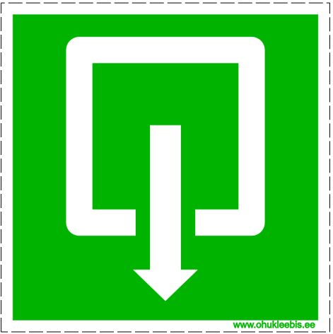 324 evakuaarumine hoone sees olevast ruumist 324 - Evakuatsioonimärk. Evakuatsioonitee hoone sees olevast ruumist (väljapääs)
