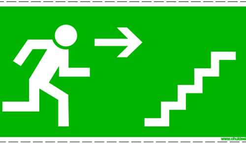 325 - Evakuatsioonimärk. ISO 7010. Evakuatsioonitee üles paremale