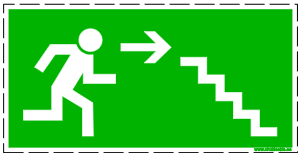 326 326 - Evakuatsioonimärk. ISO 7010. Evakuatsioonitee alla paremale