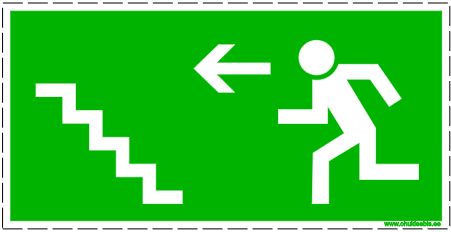 327 327 - Evakuatsioonimärk. ISO 7010. Evakuatsioonitee üle vasakule