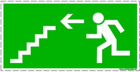 328 328 - Evakuatsioonimärk. ISO 7010. Evakuatsioonitee alla vasakule