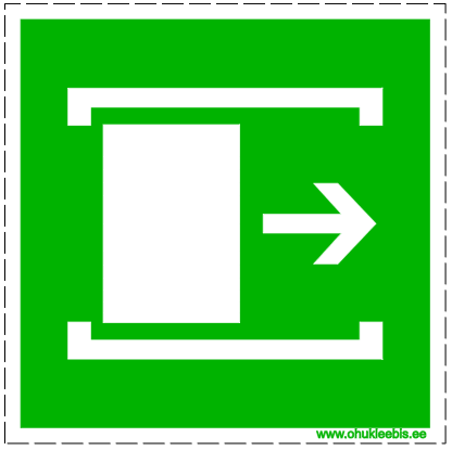 329 uks libiseb avamiseks paremale 329 - Evakuatsioonimärk. Evakuatsiooniuks libiseb avamiseks paremale
