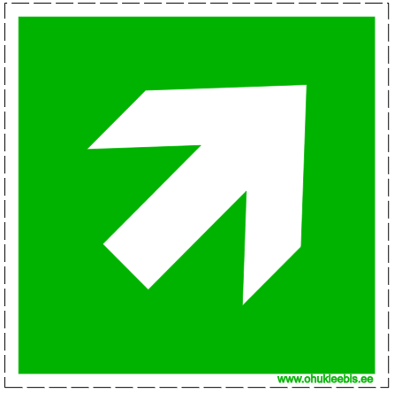 344 avariiväljapääsu suunda näitav viide 344 - Evakuatsioonimärk. Evakuatsioonitee suund üles paremale