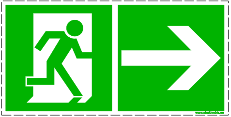 355 355 - Evakuatsioonimärk. ISO 7010. Evakuatsioonitee paremale