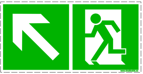 358 - Evakuatsioonimärk. ISO 7010. Evakuatsioonitee üles vasakule