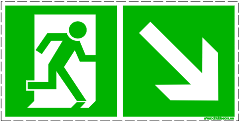 359 - Evakuatsioonimärk. ISO 7010. Evakuatsioonitee alla paremale