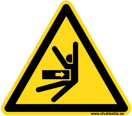 3703 - Hoiatusmärk. ISO 16684. Oht!  Keha muljumise oht vasakult