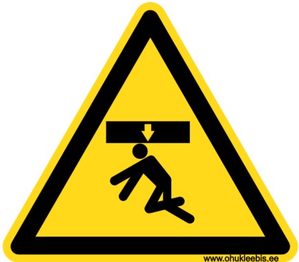 3704 - Hoiatusmärk. ISO 16684. Oht!  Keha muljumise oht ülevalt