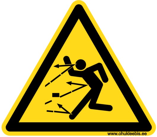 3708 - Hoiatusmärk. ISO 16684. Oht!  Seadmest väljapaiskuvate esemete või materjalide oht