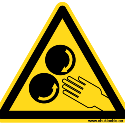 542 - Hoiatusmärk. Oht!  Käte pöörlevate rullikute vahele kinnijäämis oht