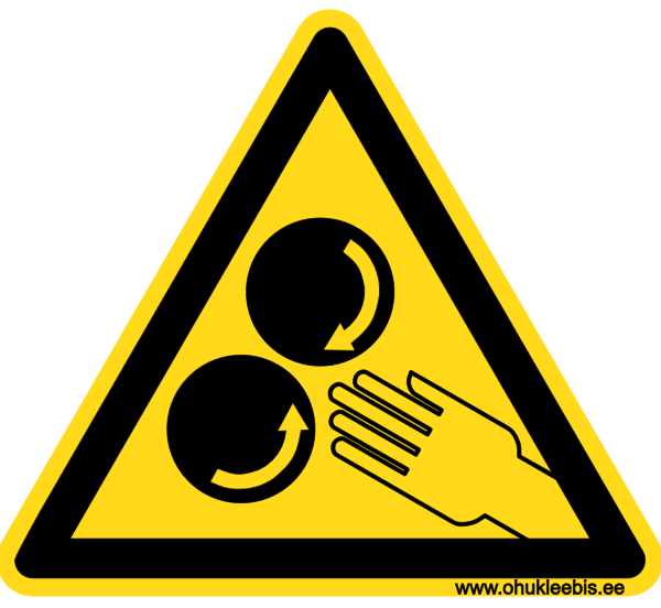 542 - Hoiatusmärk. Oht!  Käte pöörlevate rullikute vahele kinnijäämis oht