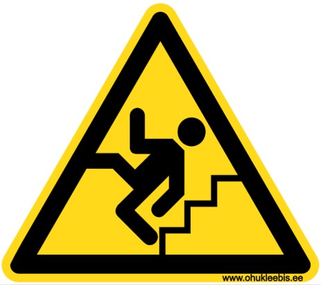 544 - Hoiatusmärk. Oht!  Astmetel kukkumise või libisemise oht