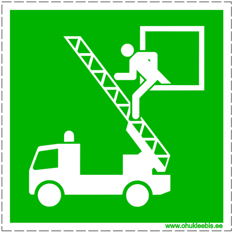 E017 - Evakuatsioonimärk. ISO 7010. Evakuatsiooniaken või evakuatsioonitee