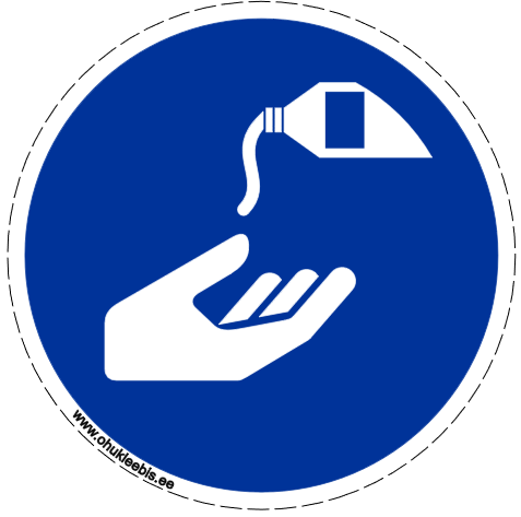 M022 - Kohustusmärk. ISO 7010.  Kasuta kaitsekreemi või nahakaitset