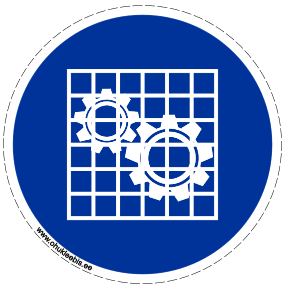 M027 - Kohustusmärk. ISO 7010.  Kaitsevõred ja katte liikuvatel osadel