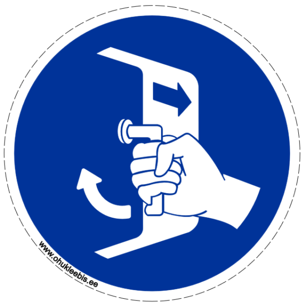 M037 - Kohustusmärk. ISO 7010.  Sulgeda ja kinnitada loogid vettelaskmise järjestuses