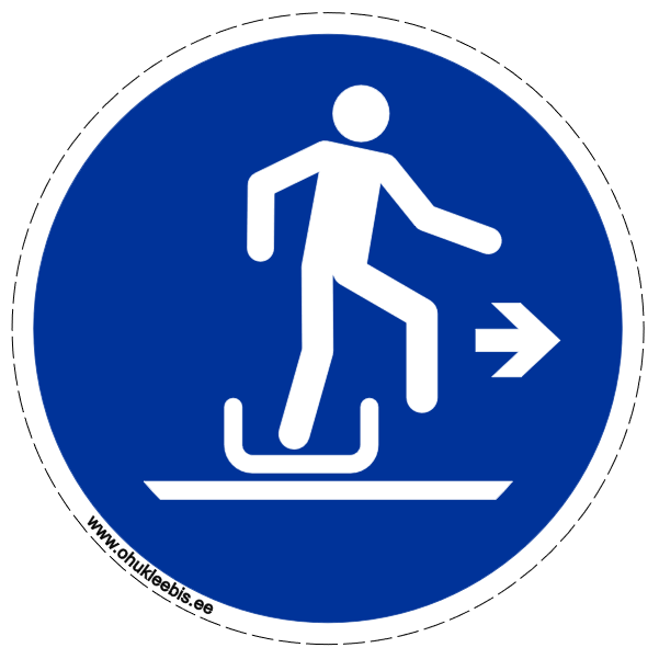 M051 - Kohustusmärk. ISO 7010.  Kelgult paremale mahatulek