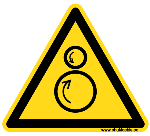 W025 - Hoiatusmärk. ISO 7010. Oht! Pöörlevad hammasrattad