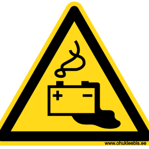 W026 ISO 7010. aku laadimise oht W026 - Hoiatusmärk. ISO 7010. Oht! Aku laadimise oht