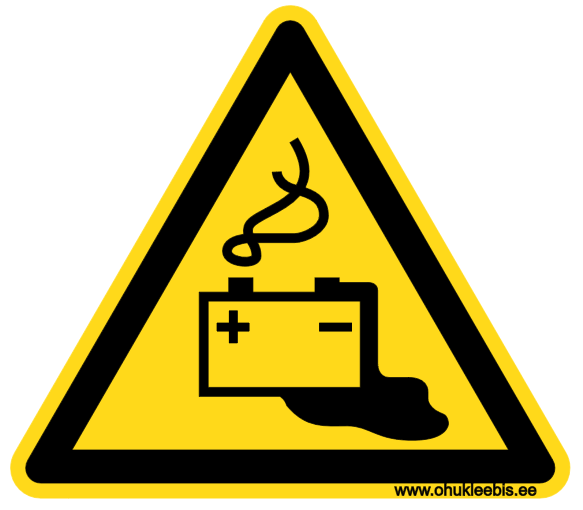 W026 - Hoiatusmärk. ISO 7010. Oht! Aku laadimise oht