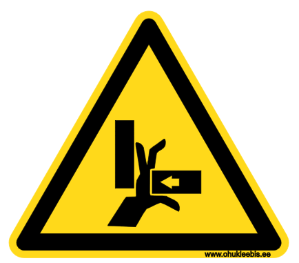 3705 - Hoiatusmärk. ISO 16684. Oht! Käe muljumise oht paremalt