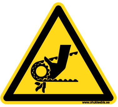 552 - Hoiatusmärk. Oht! Käe sattumise oht keti või hammasrihma vahele
