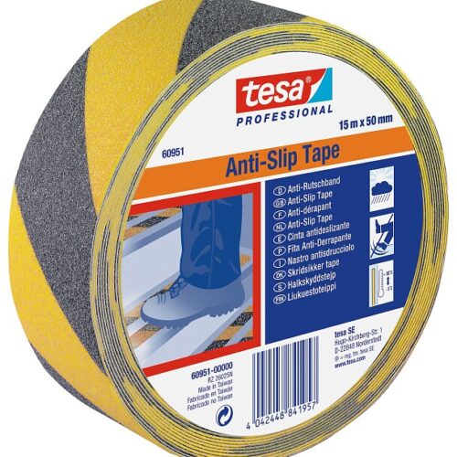 tesa® 60951 libisemistvastane teip kollane-must 15 m x 50 mm